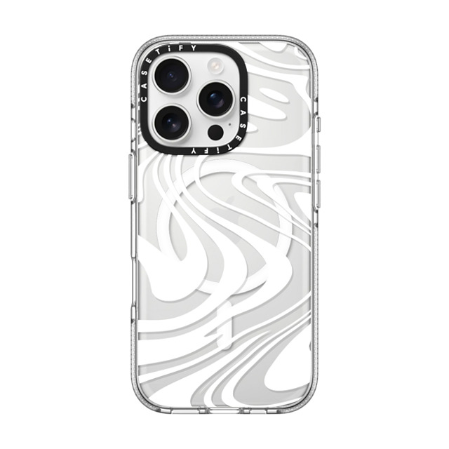 Hyakume x CASETiFY iPhone 16 Pro ケース クリア クリア ケース MagSafe対応 Marble Transparent Trippy Wavy Swirl White Spiral Warp Twirl Retro 70s Psychedelic Acid Groovy Abstract Pattern