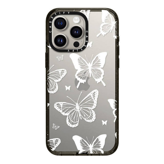 Hyakume x CASETiFY iPhone 15 Pro Max ケース ブラック インパクトケース White Transparent Butterfly Pattern