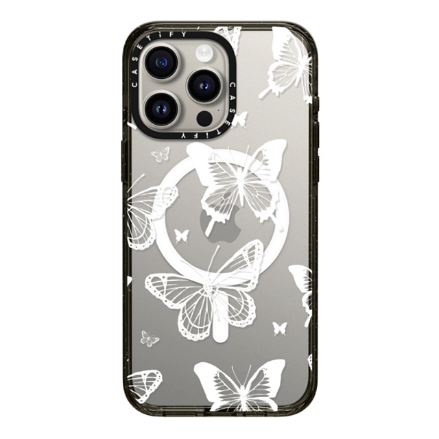 Hyakume x CASETiFY iPhone 15 Pro Max ケース ブラック インパクトケース MagSafe対応 White Transparent Butterfly Pattern