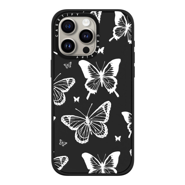 Hyakume x CASETiFY iPhone 15 Pro Max ケース マットブラック インパクトケース MagSafe対応 White Transparent Butterfly Pattern