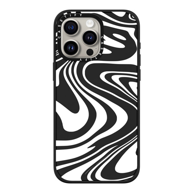 Hyakume x CASETiFY iPhone 15 Pro Max ケース マットブラック インパクトケース MagSafe対応 Marble Transparent Trippy Wavy Swirl White Spiral Warp Twirl Retro 70s Psychedelic Acid Groovy Abstract Pattern