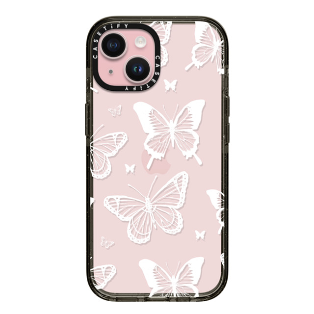 Hyakume x CASETiFY iPhone 15 ケース ブラック インパクトケース White Transparent Butterfly Pattern