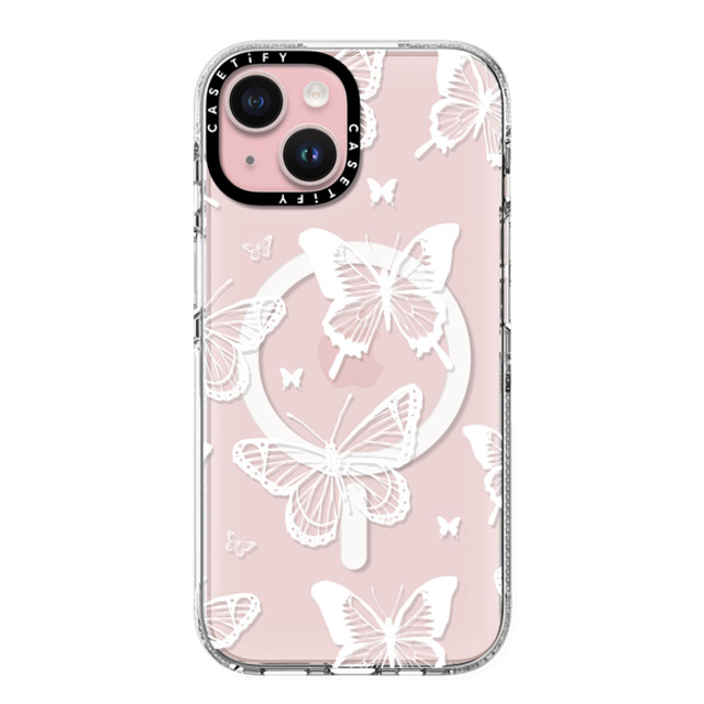 Hyakume x CASETiFY iPhone 15 ケース クリア クリア ケース MagSafe対応 White Transparent Butterfly Pattern