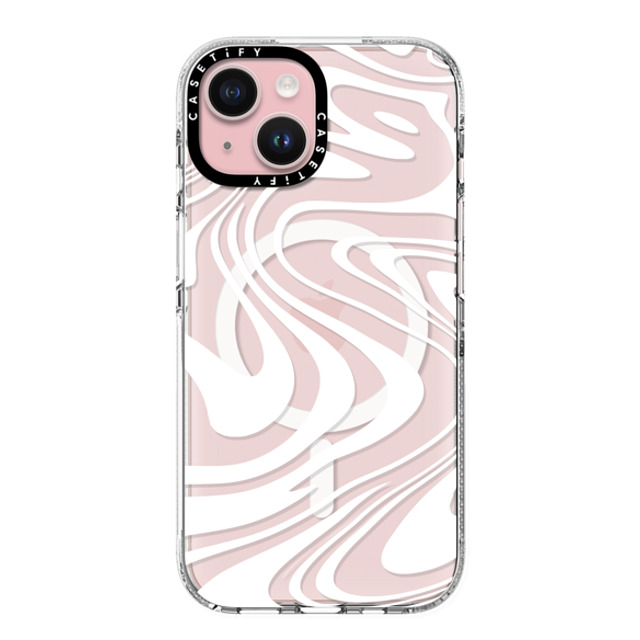 Hyakume x CASETiFY iPhone 15 ケース クリア クリア ケース MagSafe対応 Marble Transparent Trippy Wavy Swirl White Spiral Warp Twirl Retro 70s Psychedelic Acid Groovy Abstract Pattern