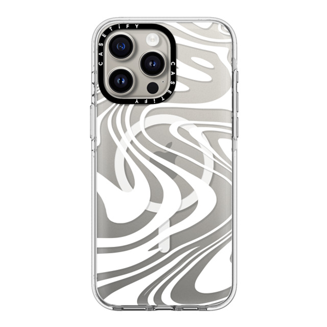 Hyakume x CASETiFY iPhone 15 Pro Max ケース クリア クリア ケース MagSafe対応 Marble Transparent Trippy Wavy Swirl White Spiral Warp Twirl Retro 70s Psychedelic Acid Groovy Abstract Pattern