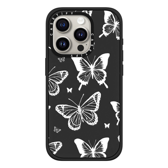 Hyakume x CASETiFY iPhone 15 Pro ケース マットブラック インパクトケース MagSafe対応 White Transparent Butterfly Pattern