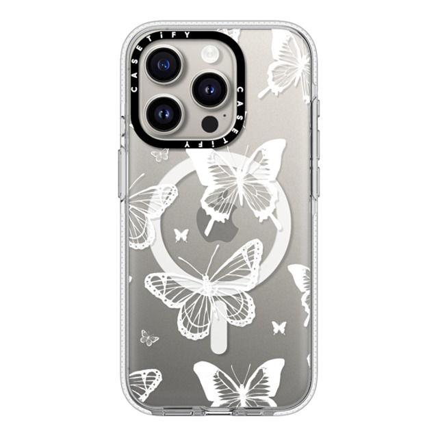 Hyakume x CASETiFY iPhone 15 Pro ケース クリア クリア ケース MagSafe対応 White Transparent Butterfly Pattern