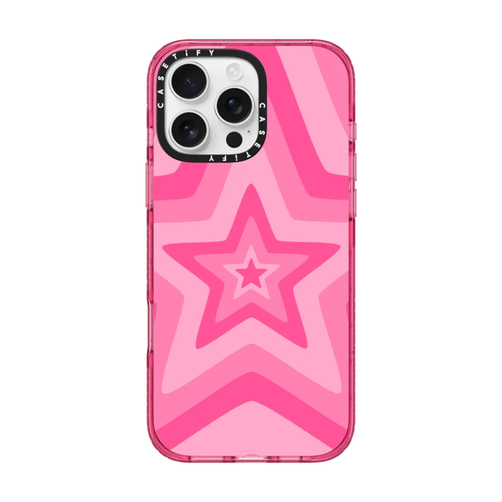 Impact iPhone 16 Pro Max Case MagSafe Compatible - Pink Star Starburst 70s Retro Pattern