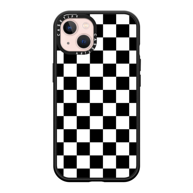 Hyakume x CASETiFY iPhone 13 ケース マットブラック インパクトケース MagSafe対応 Black White Check Checkerboard Chess Board Two Tone Ska Pattern