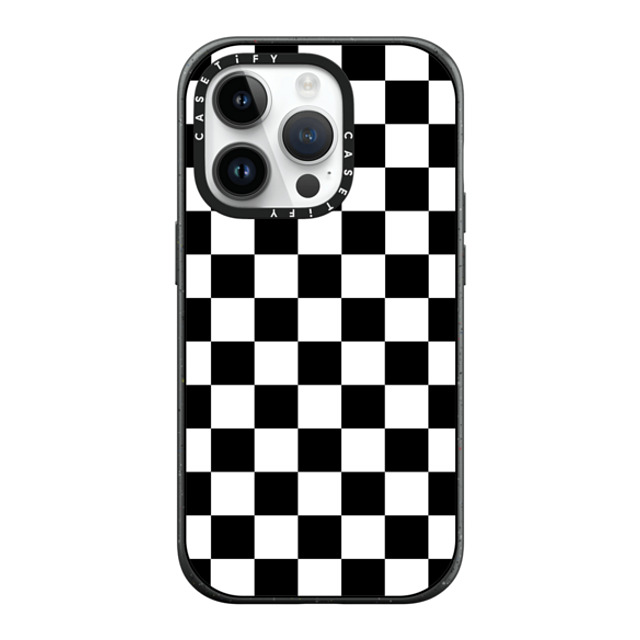 Hyakume x CASETiFY iPhone 14 Pro ケース マットブラック インパクトケース MagSafe対応 Black White Check Checkerboard Chess Board Two Tone Ska Pattern