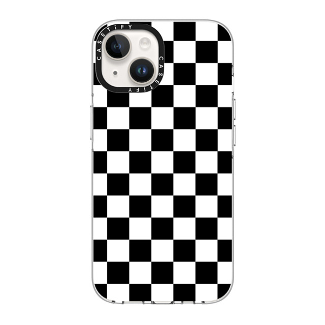 Hyakume x CASETiFY iPhone 14 ケース クリア クリア ケース MagSafe対応 Black White Check Checkerboard Chess Board Two Tone Ska Pattern