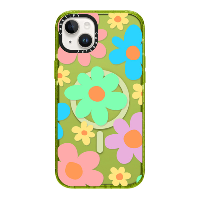 Hyakume x CASETiFY iPhone 14 Plus Case Kiwi Impact Case MagSafe Compatible Transparent Floral Pastel Colors 70s Retro Flower Power Hyakume x CASETiFY iPhone 14 Plus Case Kiwi Impact Case MagSafe Compatible Transparent Floral Pastel Colors 70s Retro Flower Power