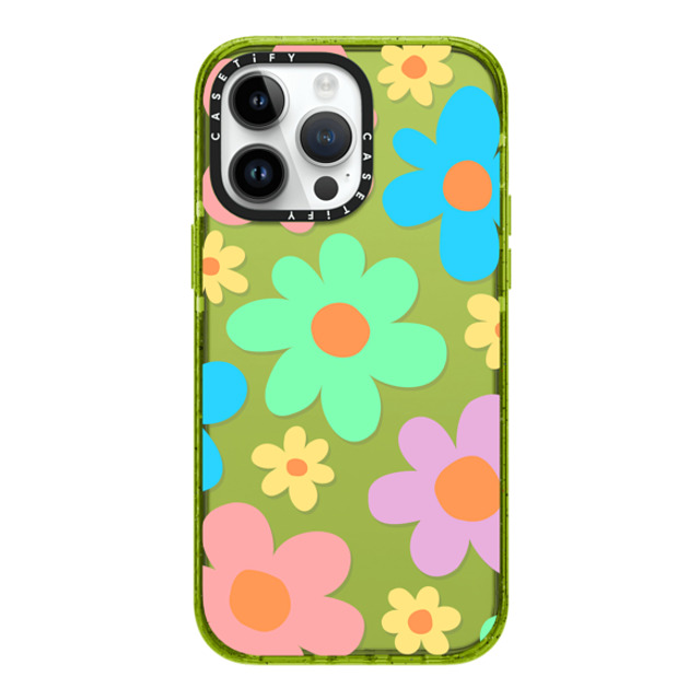 Hyakume x CASETiFY iPhone 14 Pro Max Case Floral,Pattern Kiwi �C���p�N�g�P�[�X Transparent Floral Pastel Colors 70s Retro Flower Power