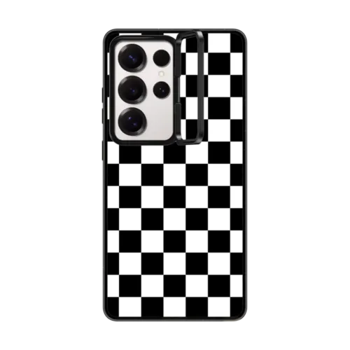 Galaxy S25 Ultra - Black White Check Checkerboard Chess Board Two Tone Ska Pattern