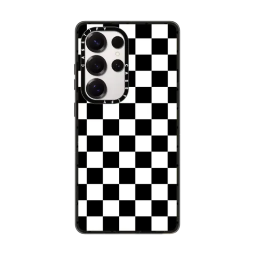 Galaxy S25 Ultra - Black White Check Checkerboard Chess Board Two Tone Ska Pattern