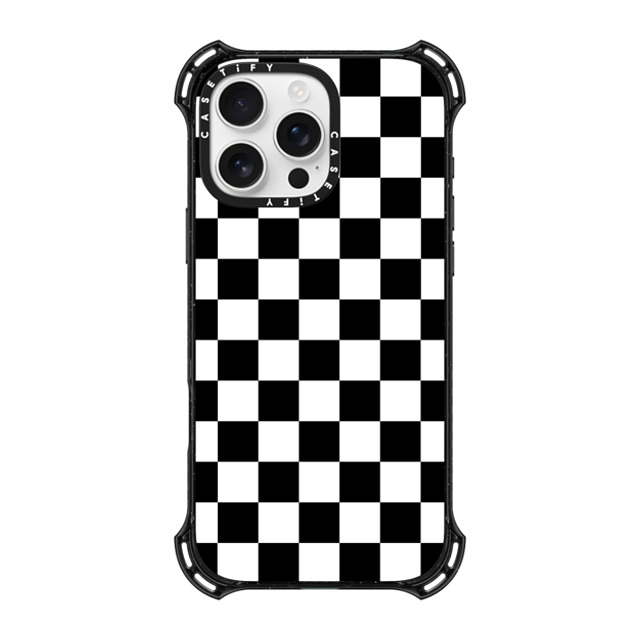 Hyakume x CASETiFY iPhone 16 Pro Max ケース ブラック バウンスケース Black White Check Checkerboard Chess Board Two Tone Ska Pattern