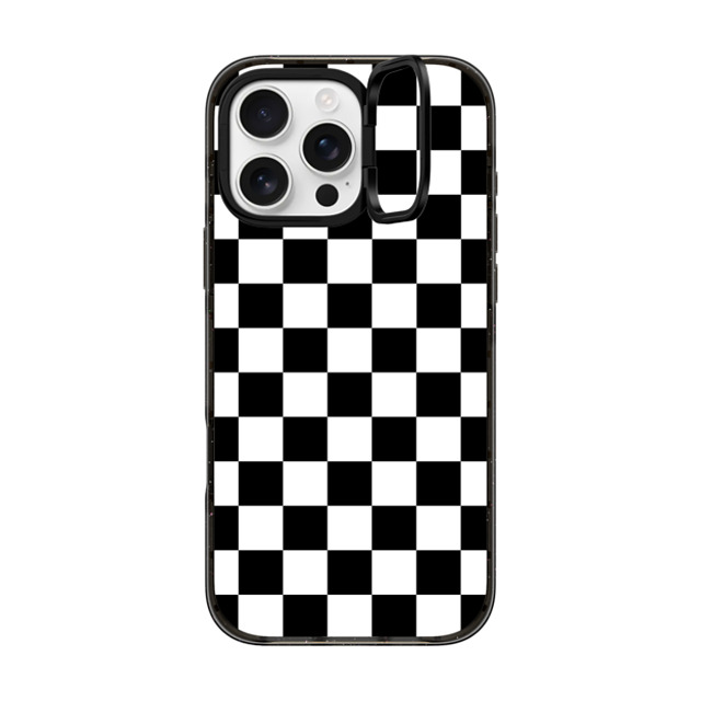 Hyakume x CASETiFY iPhone 16 Pro Max ケース ブラック インパクトリングスタンドケース MagSafe対応 Black White Check Checkerboard Chess Board Two Tone Ska Pattern