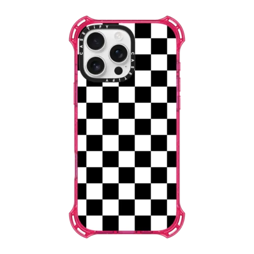 iPhone 16 Pro Max - Black White Check Checkerboard Chess Board Two Tone Ska Pattern