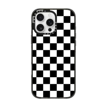iPhone 16 Pro Max - Black White Check Checkerboard Chess Board Two Tone Ska Pattern
