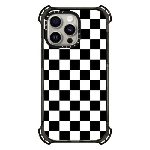 iPhone 15 Pro Max - Black White Check Checkerboard Chess Board Two Tone Ska Pattern