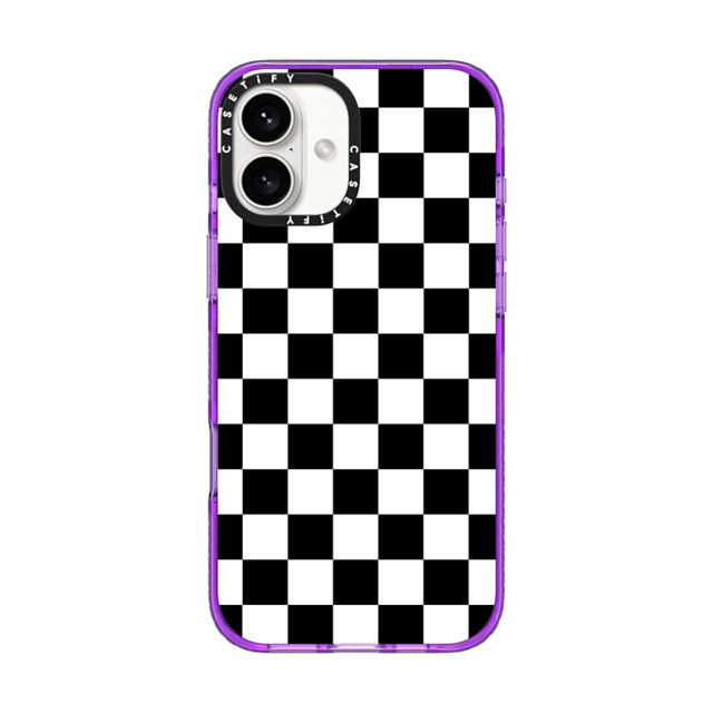 Hyakume x CASETiFY iPhone 16 Plus Case パープル Impact Case MagSafe Compatible Black White Check Checkerboard Chess Board Two Tone Ska Pattern Hyakume x CASETiFY iPhone 16 Plus Case パープル Impact Case MagSafe Compatible Black White Check Checkerboard Chess Board Two Tone Ska Pattern
