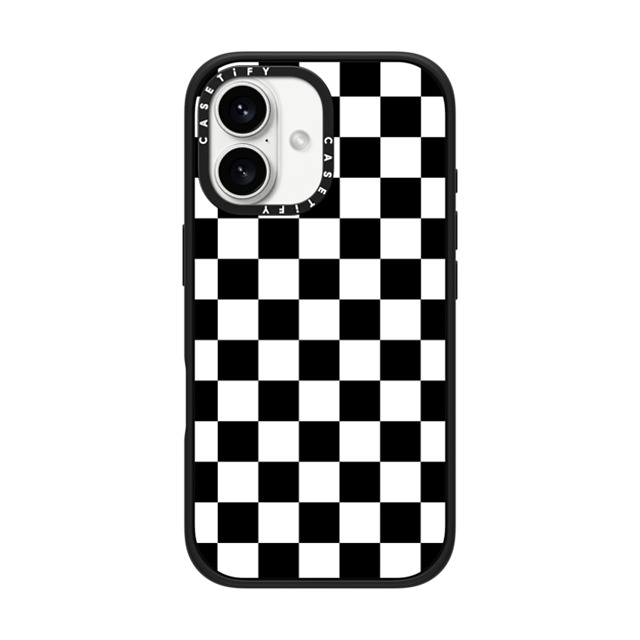 Hyakume x CASETiFY iPhone 16 ケース マットブラック インパクトケース MagSafe対応 Black White Check Checkerboard Chess Board Two Tone Ska Pattern