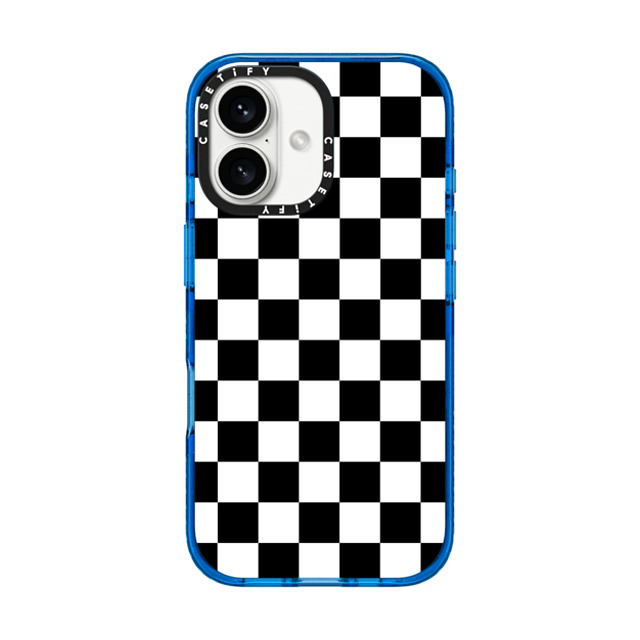 Hyakume x CASETiFY iPhone 16 ケース スカイブルー インパクトケース MagSafe対応 Black White Check Checkerboard Chess Board Two Tone Ska Pattern