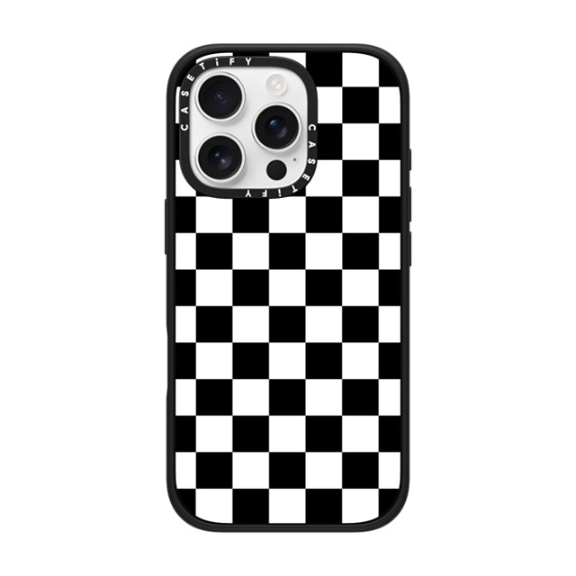 Hyakume x CASETiFY iPhone 16 Pro ケース マットブラック インパクトケース MagSafe対応 Black White Check Checkerboard Chess Board Two Tone Ska Pattern