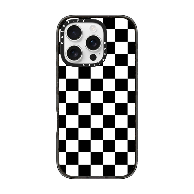 Hyakume x CASETiFY iPhone 16 Pro ケース ブラック インパクトケース Black White Check Checkerboard Chess Board Two Tone Ska Pattern