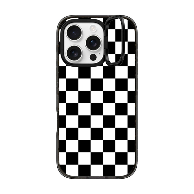 Hyakume x CASETiFY iPhone 16 Pro ケース ブラック インパクトリングスタンドケース MagSafe対応 Black White Check Checkerboard Chess Board Two Tone Ska Pattern