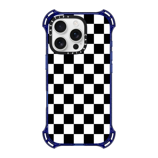 Hyakume x CASETiFY iPhone 16 Pro ケース コバルトブルー バウンスケース Black White Check Checkerboard Chess Board Two Tone Ska Pattern