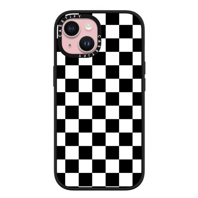 Hyakume x CASETiFY iPhone 15 ケース マットブラック インパクトケース MagSafe対応 Black White Check Checkerboard Chess Board Two Tone Ska Pattern