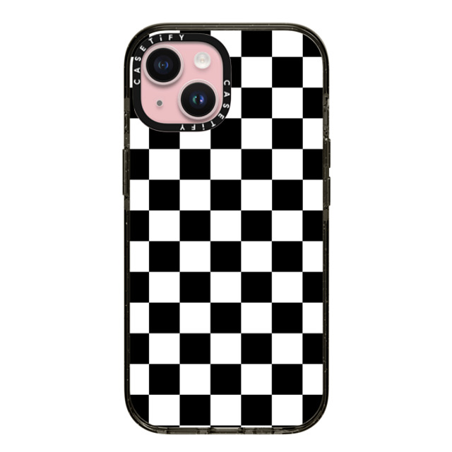 Hyakume x CASETiFY iPhone 15 ケース ブラック インパクトケース Black White Check Checkerboard Chess Board Two Tone Ska Pattern