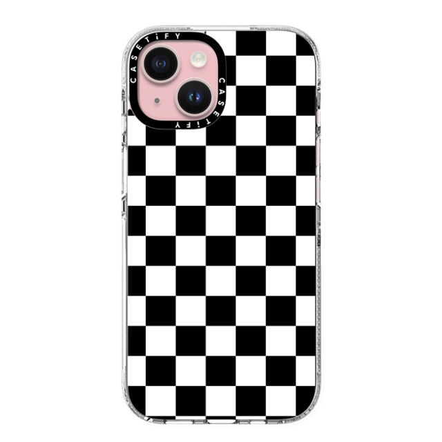 Hyakume x CASETiFY iPhone 15 ケース クリア クリア ケース MagSafe対応 Black White Check Checkerboard Chess Board Two Tone Ska Pattern