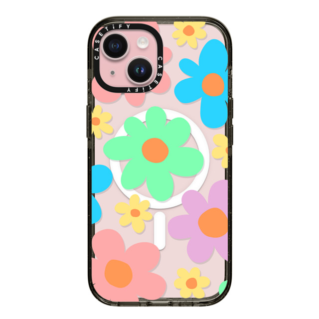 Hyakume x CASETiFY iPhone 15 Case Floral,Pattern Black Impact Case MagSafe Compatible Transparent Floral Pastel Colors 70s Retro Flower Power Mother's Day Hyakume x CASETiFY iPhone 15 Case Floral,Pattern Black Impact Case MagSafe Compatible Transparent Floral Pastel Colors 70s Retro Flower Power Mother's Day