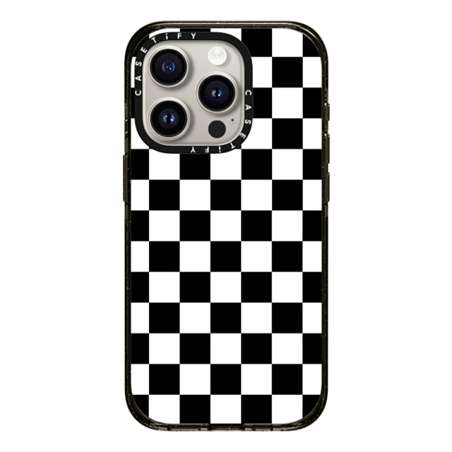 Hyakume x CASETiFY iPhone 15 Pro ケース ブラック インパクトケース Black White Check Checkerboard Chess Board Two Tone Ska Pattern