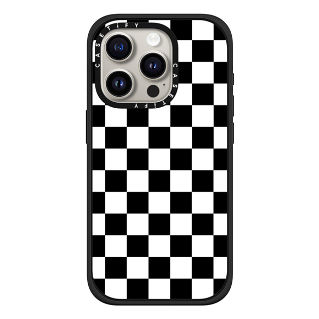 Hyakume x CASETiFY iPhone 15 Pro ケース マットブラック インパクトケース MagSafe対応 Black White Check Checkerboard Chess Board Two Tone Ska Pattern