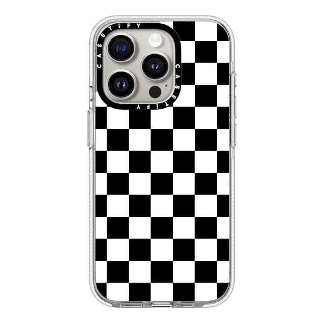 Hyakume x CASETiFY iPhone 15 Pro ケース クリア クリア ケース MagSafe対応 Black White Check Checkerboard Chess Board Two Tone Ska Pattern