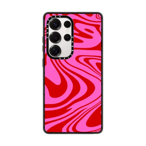 Galaxy S25 Ultra - Marble Trippy Wavy Swirl Pink Red Spiral Warp Twirl 70s Psychedelic Acid Groovy Abstract Pattern