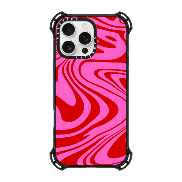 Hyakume x CASETiFY iPhone 16 Pro Max ケース ブラック バウンスケース Marble Trippy Wavy Swirl Pink Red Spiral Warp Twirl 70s Psychedelic Acid Groovy Abstract Pattern