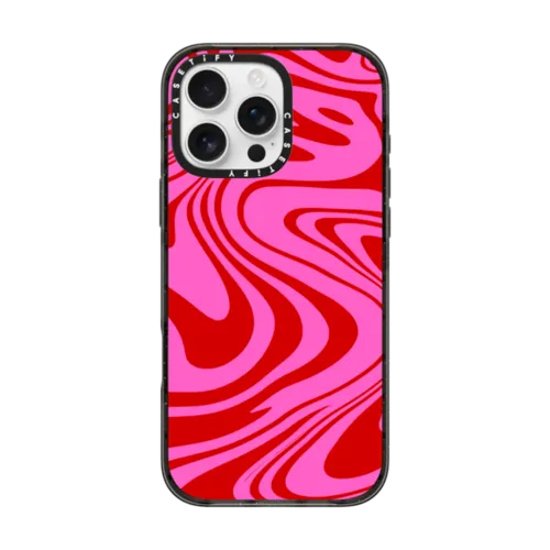 iPhone 16 Pro Max - Marble Trippy Wavy Swirl Pink Red Spiral Warp Twirl 70s Psychedelic Acid Groovy Abstract Pattern