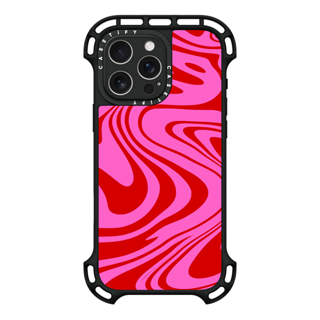 Hyakume x CASETiFY iPhone 16 Pro Max ケース ブラック ウルトラ バウンスケース MagSafe対応 Marble Trippy Wavy Swirl Pink Red Spiral Warp Twirl 70s Psychedelic Acid Groovy Abstract Pattern