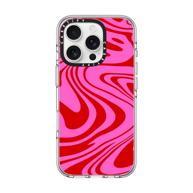 Hyakume x CASETiFY iPhone 16 Pro ケース クリア クリア ケース MagSafe対応 Marble Trippy Wavy Swirl Pink Red Spiral Warp Twirl 70s Psychedelic Acid Groovy Abstract Pattern