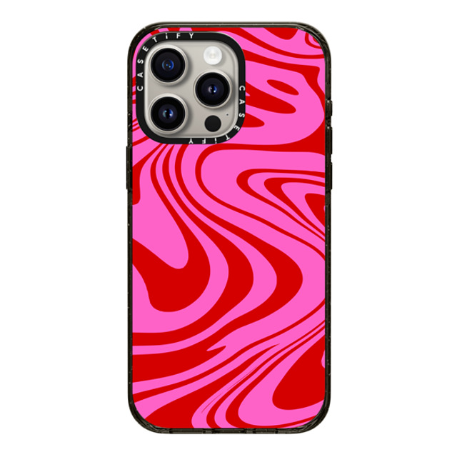 Hyakume x CASETiFY iPhone 15 Pro Max ケース ブラック インパクトケース Marble Trippy Wavy Swirl Pink Red Spiral Warp Twirl 70s Psychedelic Acid Groovy Abstract Pattern