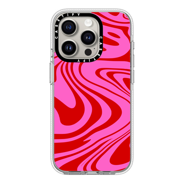 Hyakume x CASETiFY iPhone 15 Pro ケース クリア クリア ケース MagSafe対応 Marble Trippy Wavy Swirl Pink Red Spiral Warp Twirl 70s Psychedelic Acid Groovy Abstract Pattern