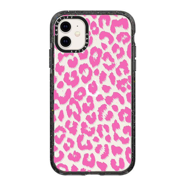 Hyakume x CASETiFY iPhone 11 ケース ブラック インパクトケース Pink Transparent Leopard Print