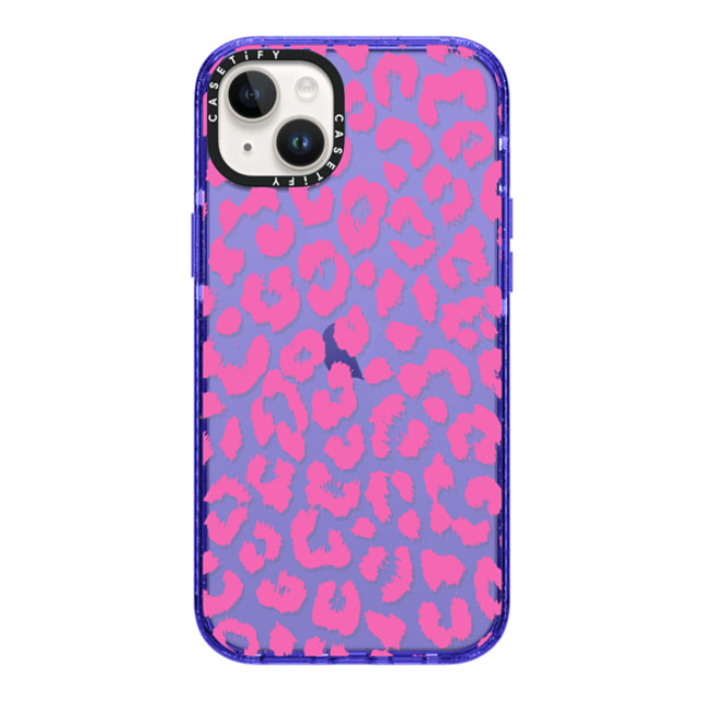 Hyakume x CASETiFY iPhone 14 Plus Case Peri Purple Impact Case Pink Transparent Leopard Print Hyakume x CASETiFY iPhone 14 Plus Case Peri Purple Impact Case Pink Transparent Leopard Print