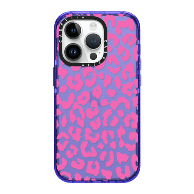 Hyakume x CASETiFY iPhone 14 Pro ケース Peri Purple インパクトケース Pink Transparent Leopard Print