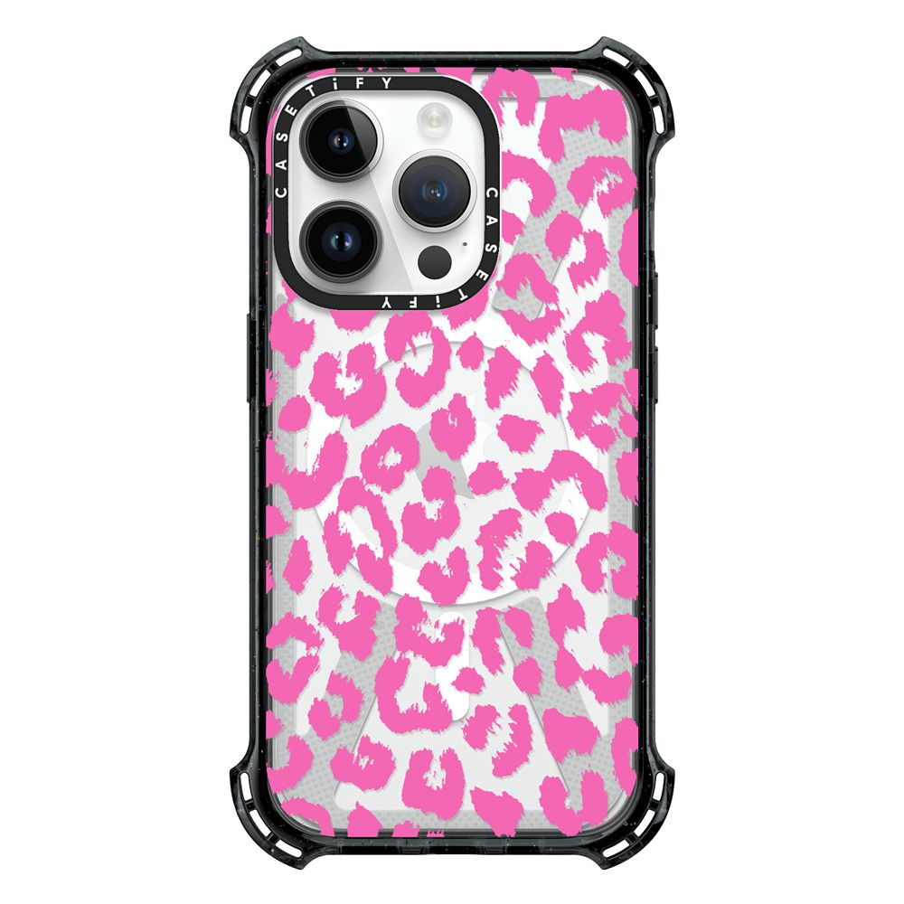 Bounce iPhone 14 Pro Case MagSafe Compatible - Pink Transparent Leopard  Print