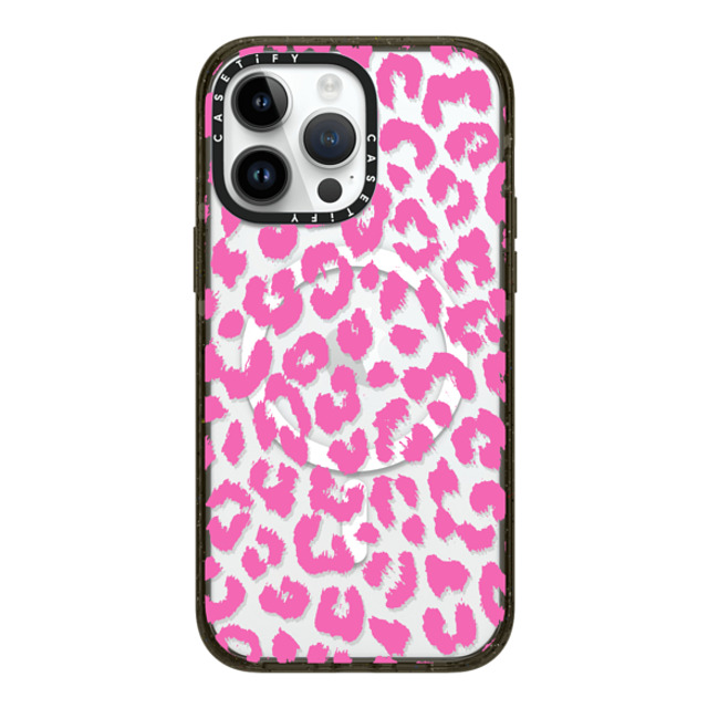 Hyakume x CASETiFY iPhone 14 Pro Max ケース ブラック インパクトケース MagSafe対応 Pink Transparent Leopard Print